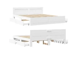 vidaXL Bettgestell mit Kopfteil ohne Matratze Weiß 200x200 cm 3295534