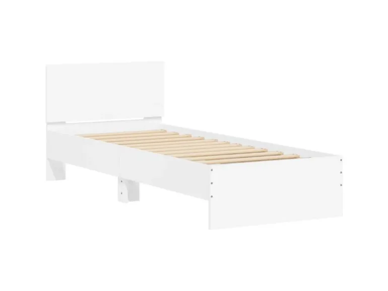 vidaXL Bettgestell mit Kopfteil Weiß 90x200 cm Holzwerkstoff 838624