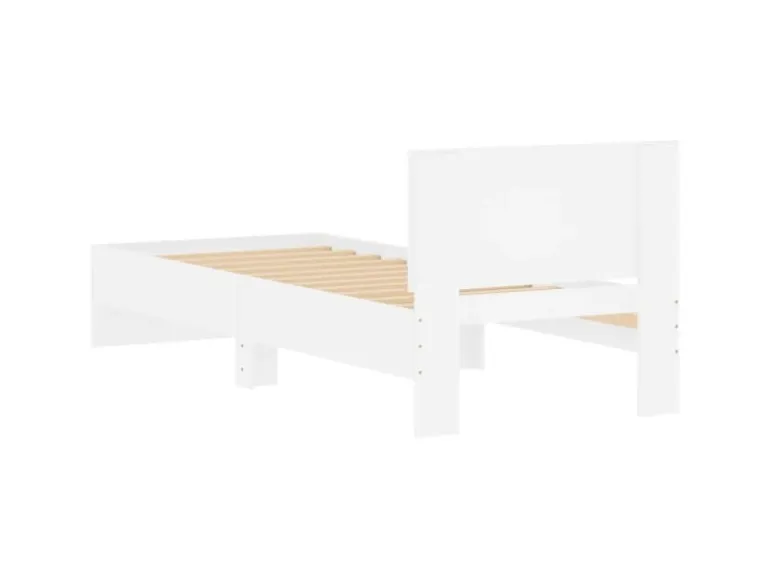 vidaXL Bettgestell mit Kopfteil Weiß 90x200 cm Holzwerkstoff 838624