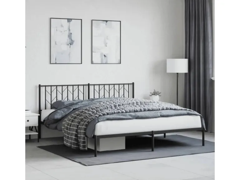 vidaXL Bettgestell mit Kopfteil Metall Schwarz 180x200 cm 374441