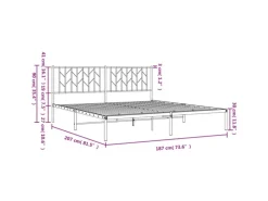 vidaXL Bettgestell mit Kopfteil Metall Schwarz 180x200 cm 374441