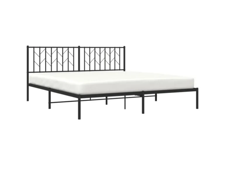 vidaXL Bettgestell mit Kopfteil Metall Schwarz 180x200 cm 374441