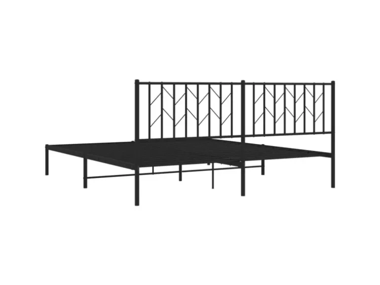 vidaXL Bettgestell mit Kopfteil Metall Schwarz 180x200 cm 374441