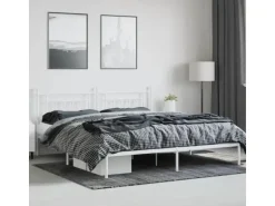 vidaXL Bettgestell mit Kopfteil Metall Weiß 200x200 cm Modell 31846457