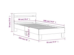 vidaXL Bettgestell mit Kopfteil und LED-Leuchten Sonoma-Eiche 90x190cm 838745