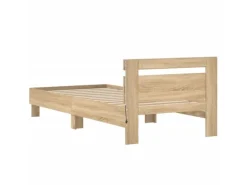 vidaXL Bettgestell mit Kopfteil und LED-Leuchten Sonoma-Eiche 90x190cm 838745