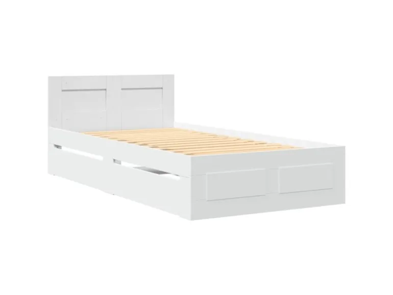 vidaXL Bettgestell mit Kopfteil ohne Matratze Weiß 100x200 cm 3295576