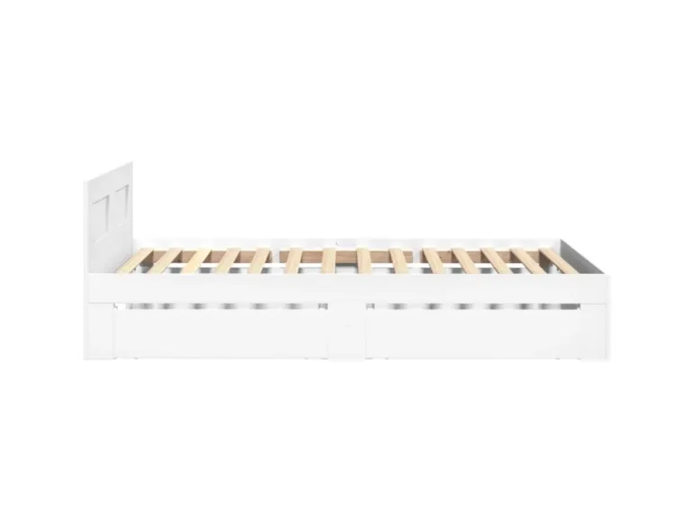 vidaXL Bettgestell mit Kopfteil ohne Matratze Weiß 100x200 cm 3295576
