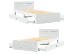 vidaXL Bettgestell mit Kopfteil ohne Matratze Weiß 100x200 cm 3295576