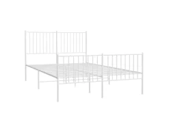 vidaXL Bettgestell mit Kopf- und Fußteil Metall Weiß 140x200 cm Modell 21629523