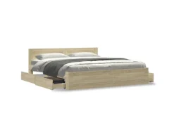 vidaXL Bettgestell mit Kopfteil Sonoma-Eiche 180x200 cm Holzwerkstoff2104136