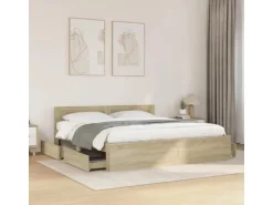vidaXL Bettgestell mit Kopfteil Sonoma-Eiche 180x200 cm Holzwerkstoff2104136