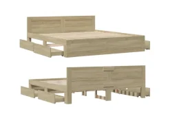 vidaXL Bettgestell mit Kopfteil Sonoma-Eiche 180x200 cm Holzwerkstoff2104136