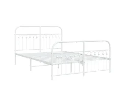 vidaXL Bettgestell mit Kopf- und Fußteil Metall Weiß 137x190 cm 376666