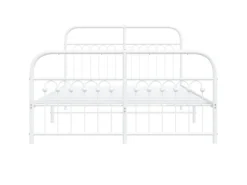 vidaXL Bettgestell mit Kopf- und Fußteil Metall Weiß 137x190 cm 376666