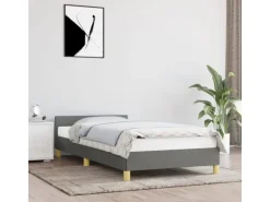 vidaXL Bettgestell mit Kopfteil Dunkelgrau 90x200 cm Stoff Modell 31399405
