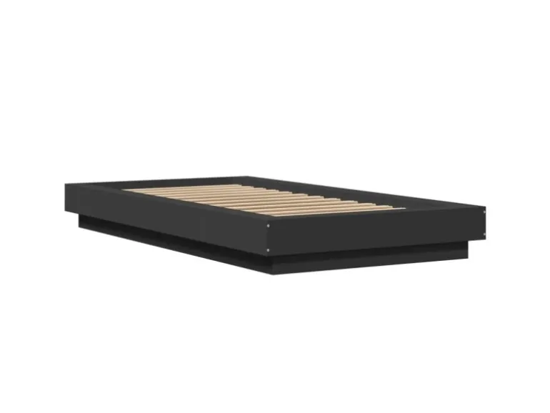 vidaXL Bettgestell mit LED Schwarz 90x200 cm Holzwerkstoff 3281120