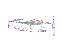 vidaXL Bettgestell mit LED Schwarz 90x200 cm Holzwerkstoff 3281120