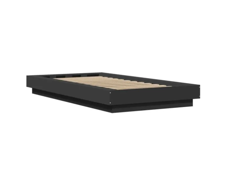vidaXL Bettgestell mit LED Schwarz 90x200 cm Holzwerkstoff 3281120
