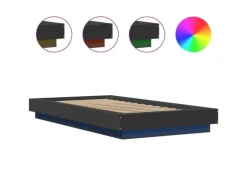 vidaXL Bettgestell mit LED Schwarz 90x200 cm Holzwerkstoff 3281120