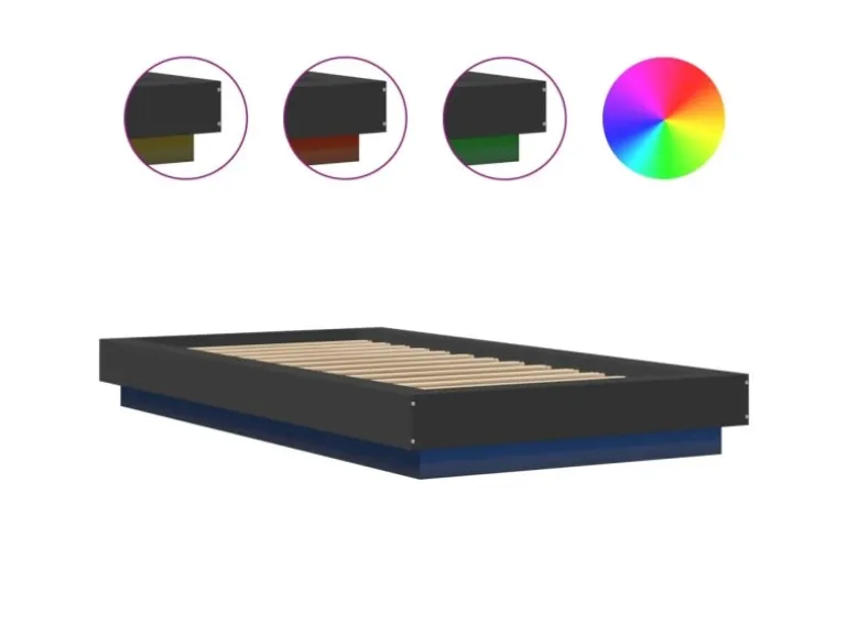 vidaXL Bettgestell mit LED Schwarz 90x200 cm Holzwerkstoff 3281120