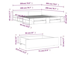 vidaXL Bettgestell mit Schubladen Weiß 200x200 cm Holzwerkstoff 3280720