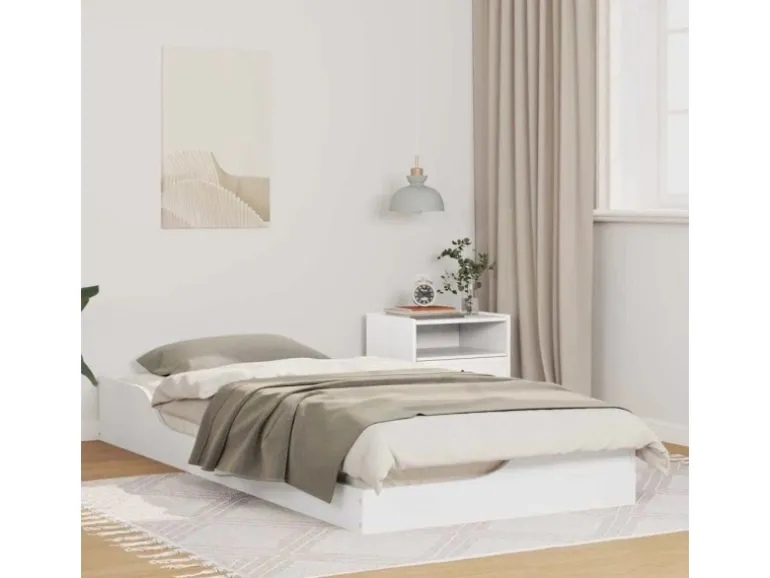 vidaXL Bettrahmen Weiß 90 x 200 cm Massives Kiefernholz 873389