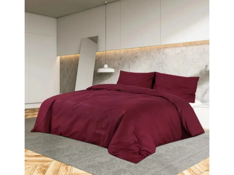 vidaXL Bettwäsche-Set Bordeauxrot 155x220 cm Leichte Mikrofaser 136039