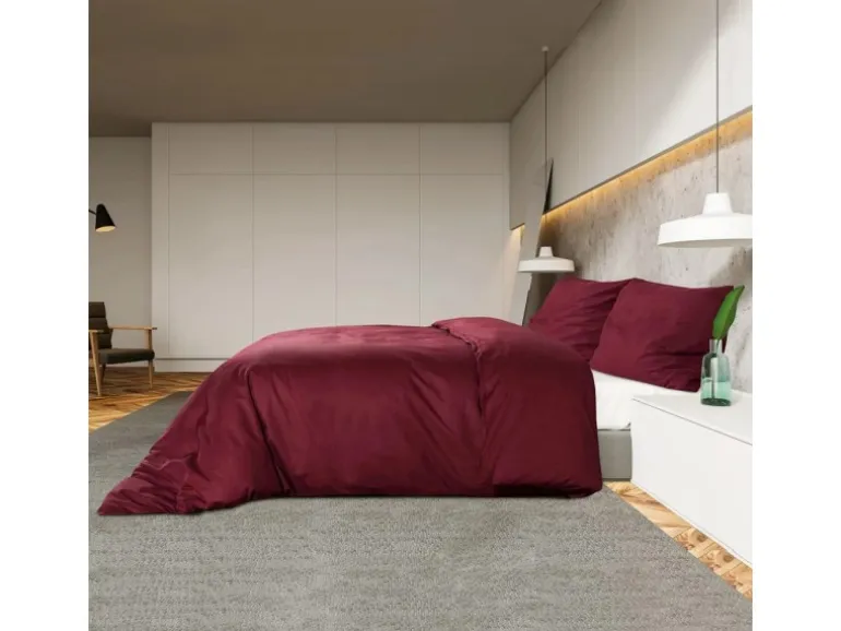 vidaXL Bettwäsche-Set Bordeauxrot 155x220 cm Leichte Mikrofaser 136039