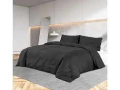 vidaXL Bettwäsche-Set Schwarz 155x220 cm Leichte Mikrofaser 135975