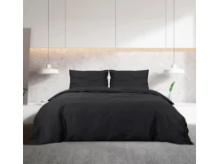 vidaXL Bettwäsche-Set Schwarz 200x200 cm Leichte Mikrofaser 135976