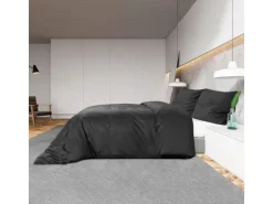 vidaXL Bettwäsche-Set Schwarz 200x200 cm Leichte Mikrofaser 135976