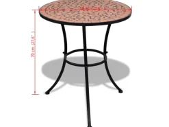 vidaXL Bistrotisch Terrakotta-Rot 60 cm Mosaik 41528