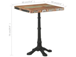 vidaXL BistRotisch 60x60x76 cm Altholz Massiv