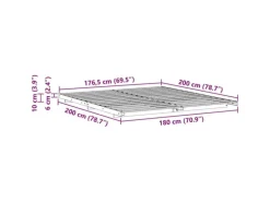 vidaXL Bodenbettgestell Braun 180 x 200 cm Massivholz Kiefer 873061