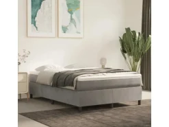 vidaXL Boxspringbett mit Matratze Hellgrau 140x200 cm Samt1399424