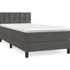 vidaXL Boxspringbett mit Matratze Dunkelgrau 90x200 cm Samt1348800