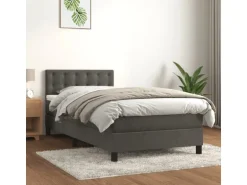 vidaXL Boxspringbett mit Matratze Dunkelgrau 90x200 cm Samt1348800