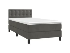 vidaXL Boxspringbett mit Matratze Dunkelgrau 90x200 cm Samt1348800
