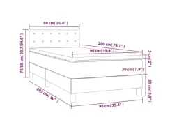 vidaXL Boxspringbett mit Matratze Dunkelgrau 90x200 cm Samt1348800