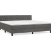 vidaXL Boxspringbett mit Matratze Dunkelgrau 200x200 cm Samt1357756