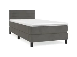 vidaXL Boxspringbett mit Matratze Dunkelgrau 90x200 cm Samt1389956