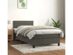 vidaXL Boxspringbett mit Matratze Dunkelgrau 90x200 cm Samt1389956