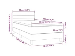 vidaXL Boxspringbett mit Matratze Dunkelgrau 90x200 cm Samt1389956