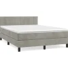 vidaXL Boxspringbett mit Matratze Hellgrau 140x200 cm Samt1389952