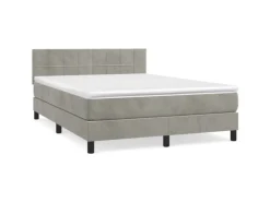vidaXL Boxspringbett mit Matratze Hellgrau 140x200 cm Samt1389952