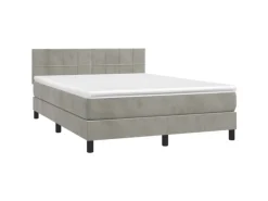 vidaXL Boxspringbett mit Matratze Hellgrau 140x200 cm Samt1389952