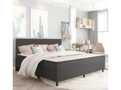 vidaXL Boxspring-Bettgestell Grau Stoff 200x200 cm621163