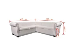 vidaXL Chesterfield Ecksofa 5-Sitzer Kunstleder Weiß