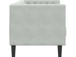 vidaXL Chesterfield-Sofa mit Nackenrollen 3-Sitzer Hellgrau Samt 2157821
